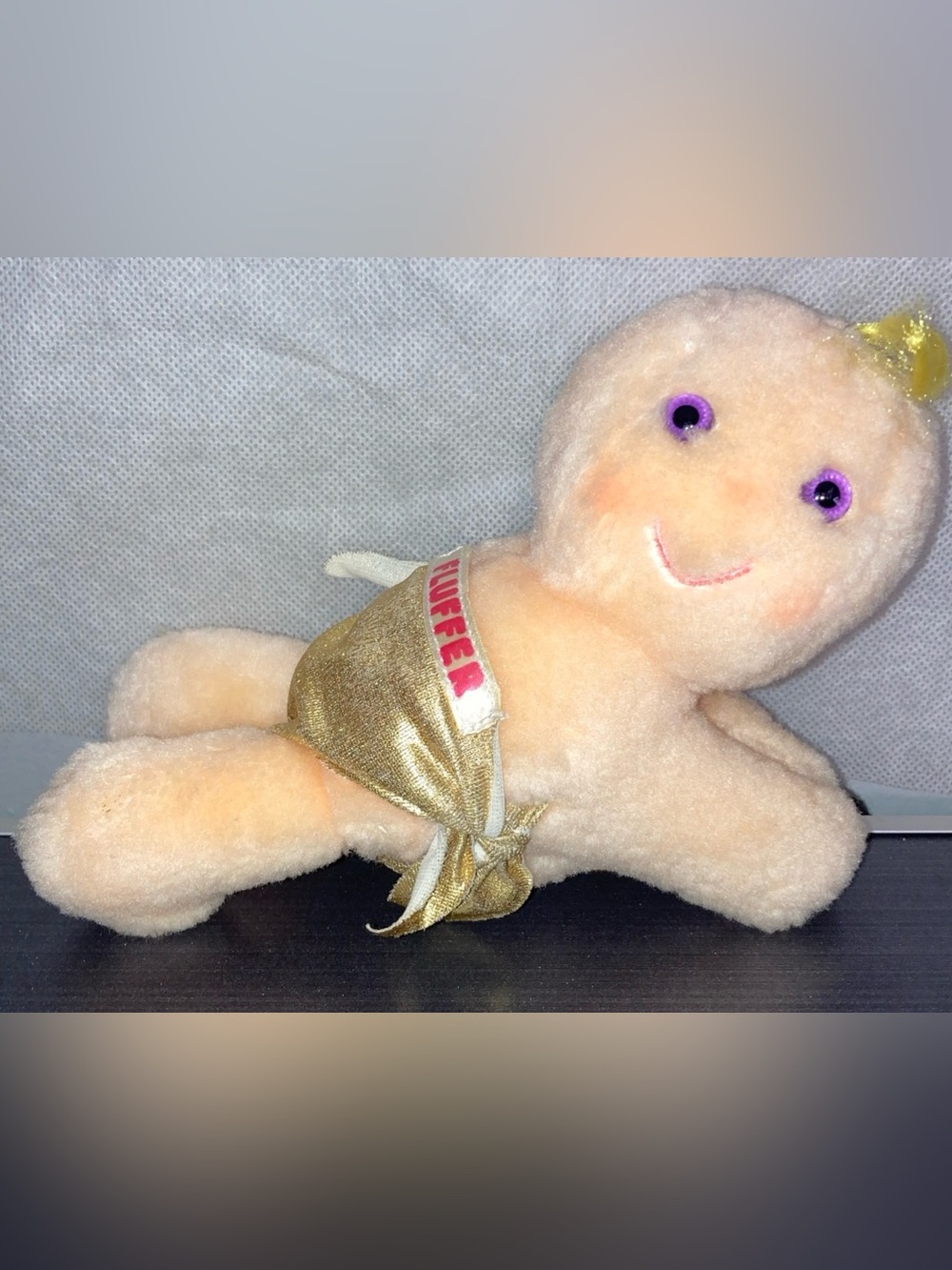 Vintage 1984 Hallmark Kenner Hugga Bunch "Fluffer" Doll (Gold Diaper)